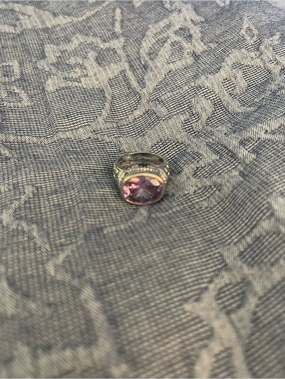 Lia Sophia Silver Ring with Pink-Lavender Stone